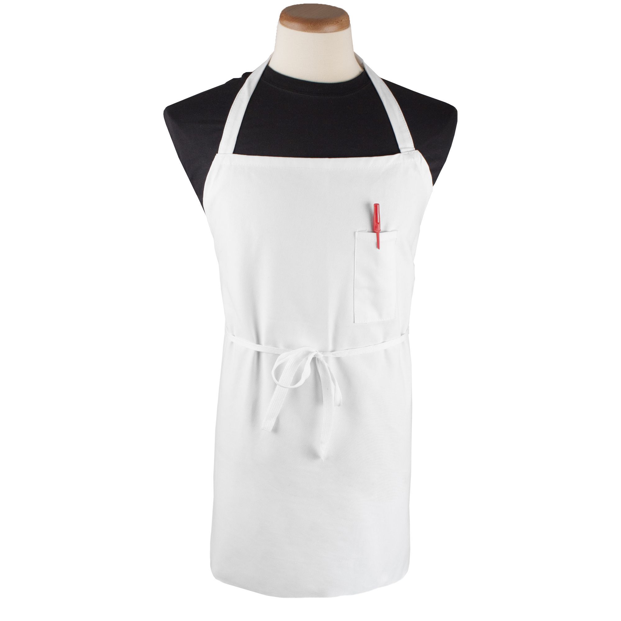 John Ritzenthaler Duraserv White Pen Pocket Bib Apron, 11.5 Inch Neckline -- 60 Per Case