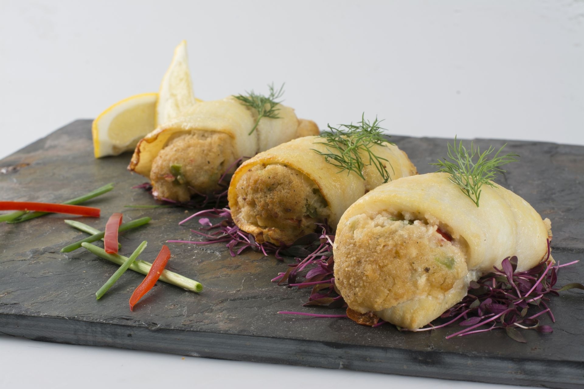 Miss Sallys Raw Unbreaded Flounder Roll with Stuffing Crabmeat, 10 Pound.