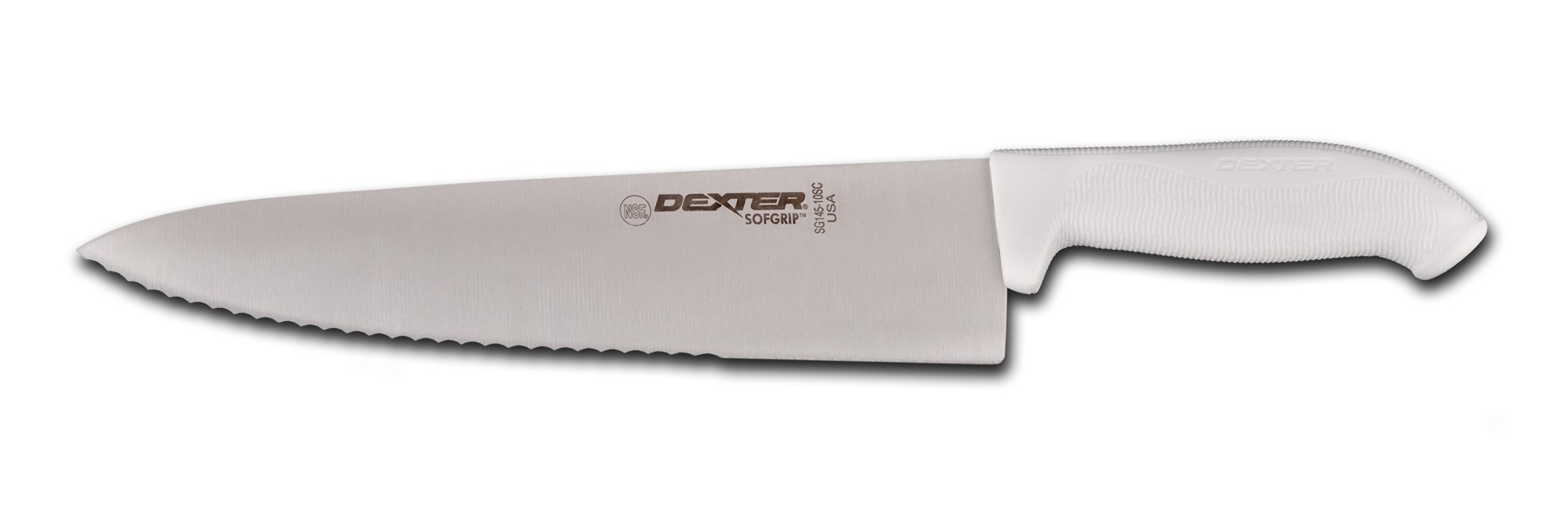 Dexter Russell Sofgrip Scalloped Cooks Knife, 10 inch.