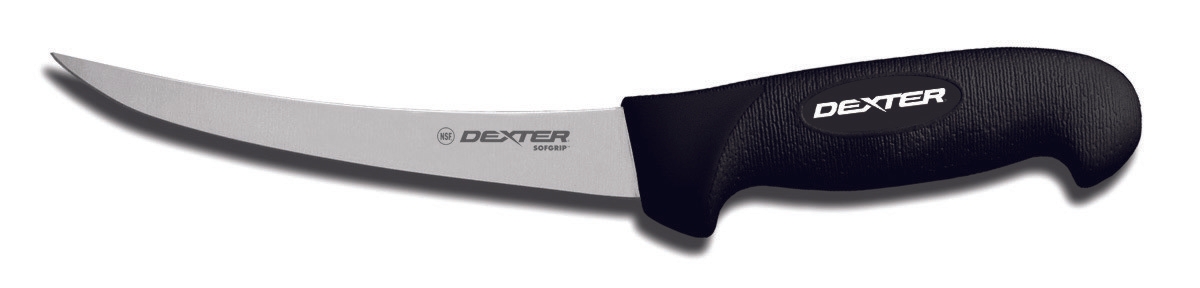 Dexter Russell SofGrip Black Handle Narrow Curved Boning Knife, 6 inch -- 6 per case.