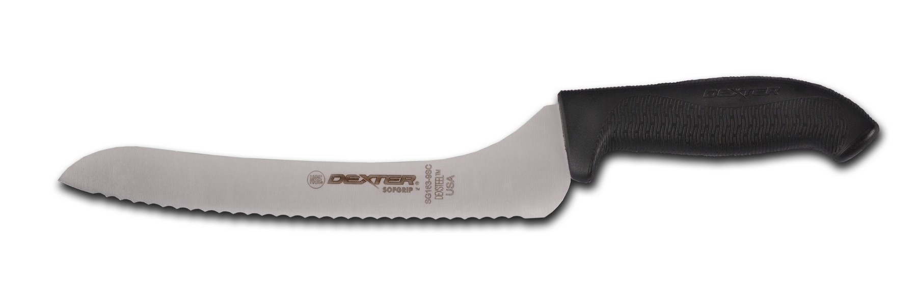 Knife, 9 Black Scalloped Offset Sandwich Knife.