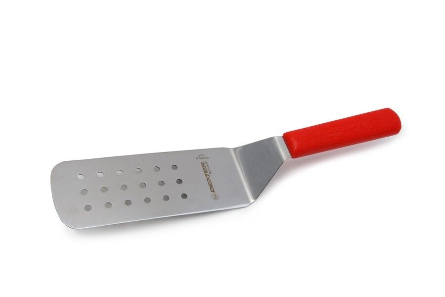 Dexter Russell Sani Safe Perforated Turner with Red Handle, 8 x 3 inch -- 6 per case.