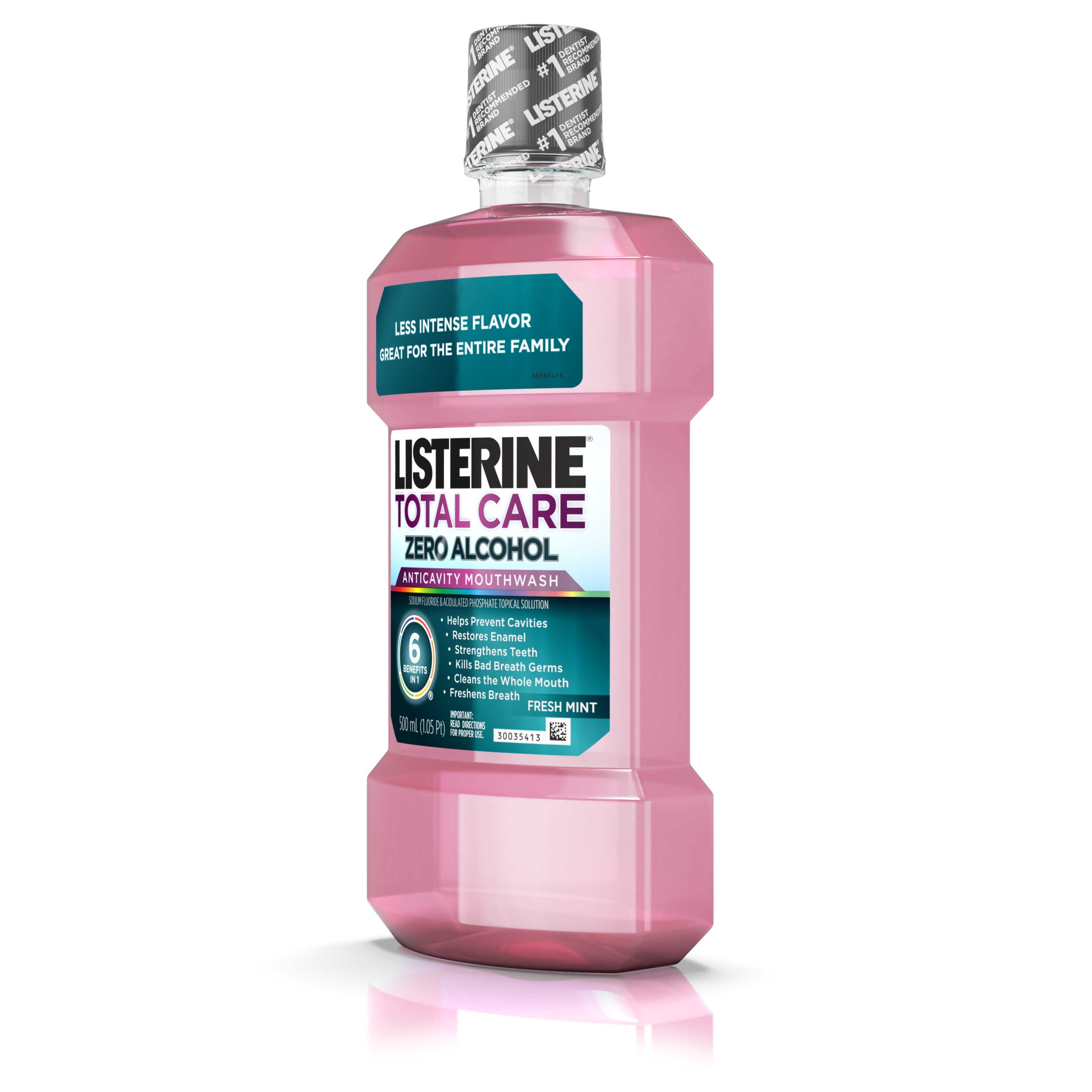 Listerine Total Care Zero Fresh Mint Anticavity Mouthwash, 500 Milliliter -- 6 per case.