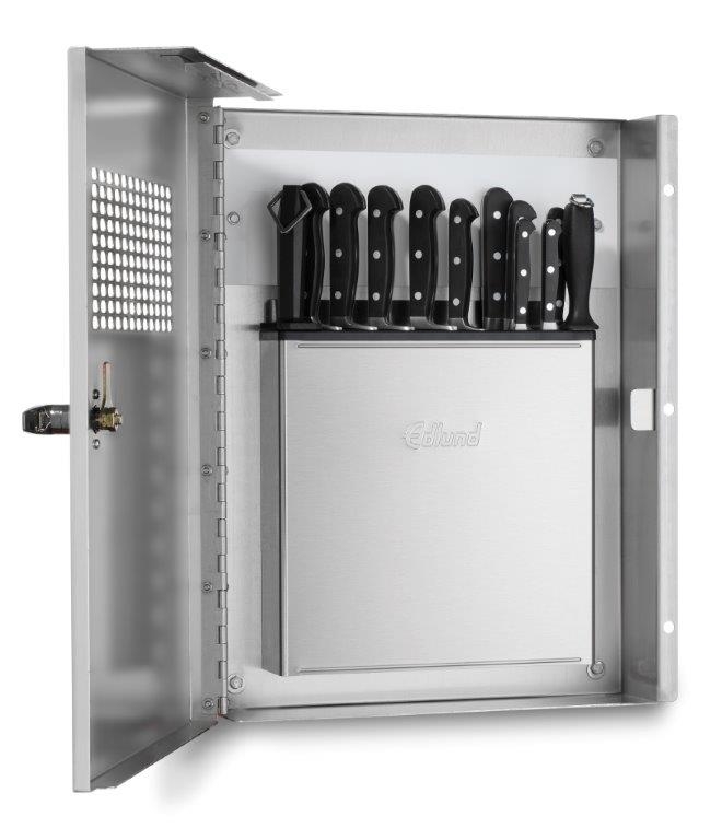 Edlund Locking Knife Cabinet with Keyed Locking Handle.