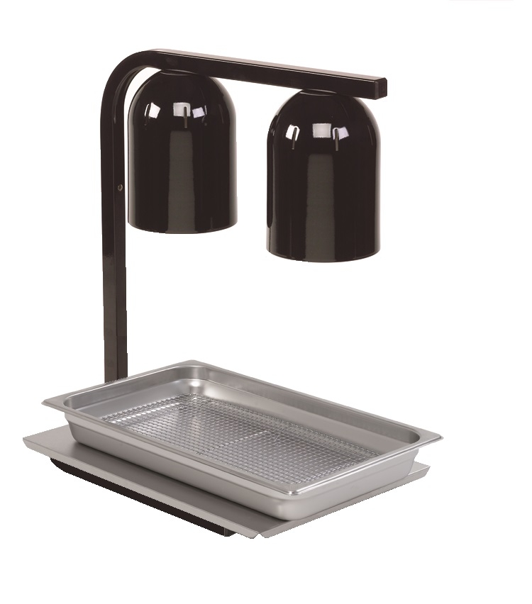 Nemco Food Equipment Freestanding Infrared Two Bulb Warmer, 14 x19 1/2 x 24 inch. Black