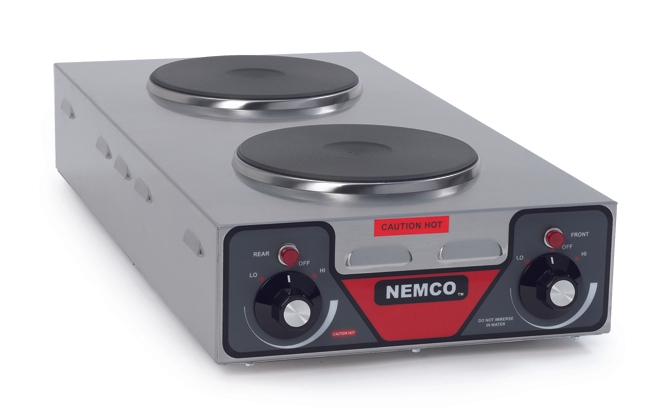 Nemco Food Equipment Vertical Double Burner Hot Plate, 24 x 12 x 4 1/2 inch.