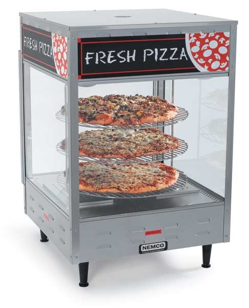 Nemco Food Equipment 4 Tier Rotating Pizza Display Case, 32 5/8 x 23 12 x 23 1/2 inch.