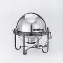 American Metalcraft Rectangular Hammered Stainless Steel Mesa Roll Top Chafer, 6 Quart.