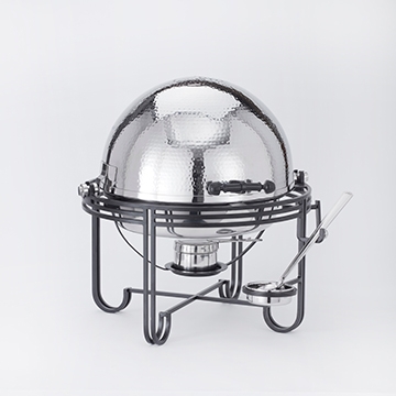 American Metalcraft Rectangular Hammered Stainless Steel Mesa Roll Top Chafer, 6 Quart.