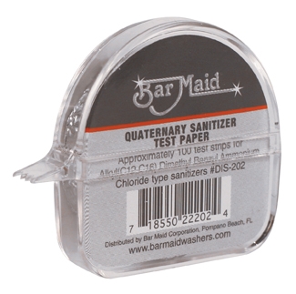 Bar Maid Sani Maid Quaternary Sanitizer Test Paper - 100 per pack -- 12 packs per case.