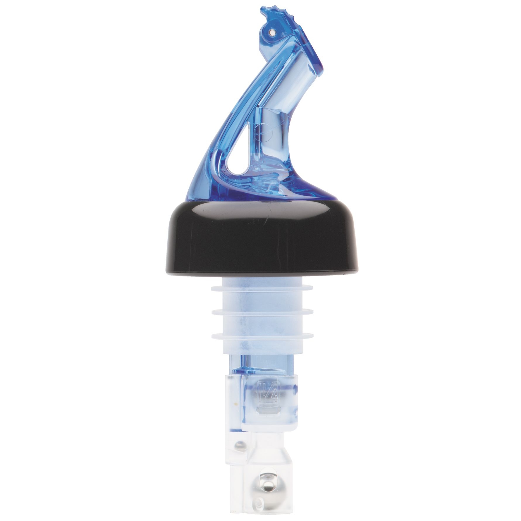 Bar Maid Blue with Black Collar Premium Pour Measured Pourer, 1 Ounce -- 12 per case.