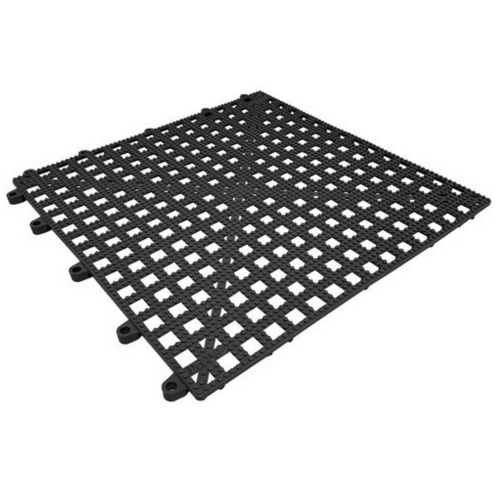 Cactus Mat Dri Deck Black Vinyl Interlocking Tile Towel Mat, 12 x 12 x 2.5 inch.