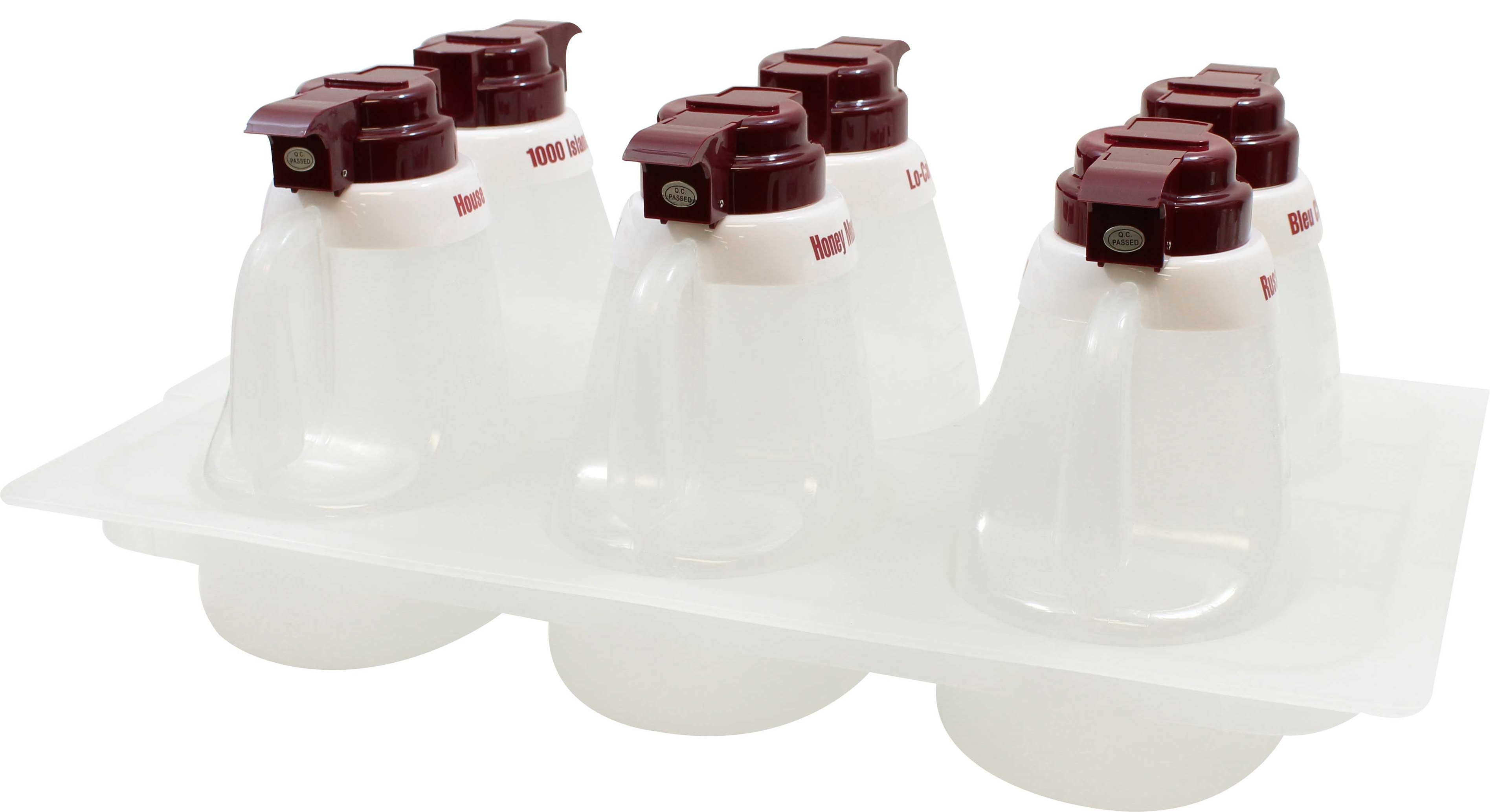 Tablecraft Maroon Top Poly Salad Dispenser Set, 20.625 x 12.625 x 8.25 inch