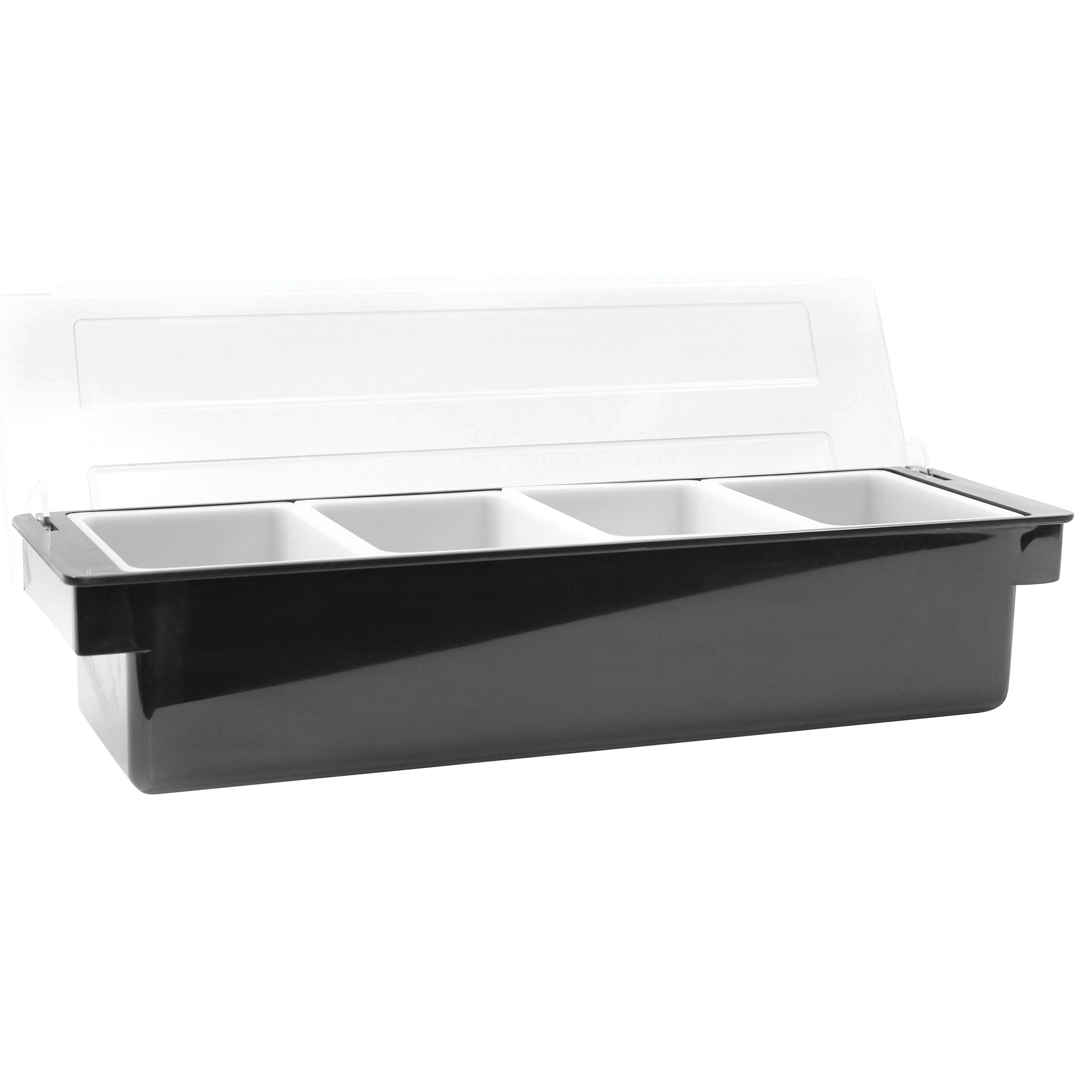 Tablecraft Abs Plastic Black Four Compartment Condiment Holder, 1 1/2 Pint
