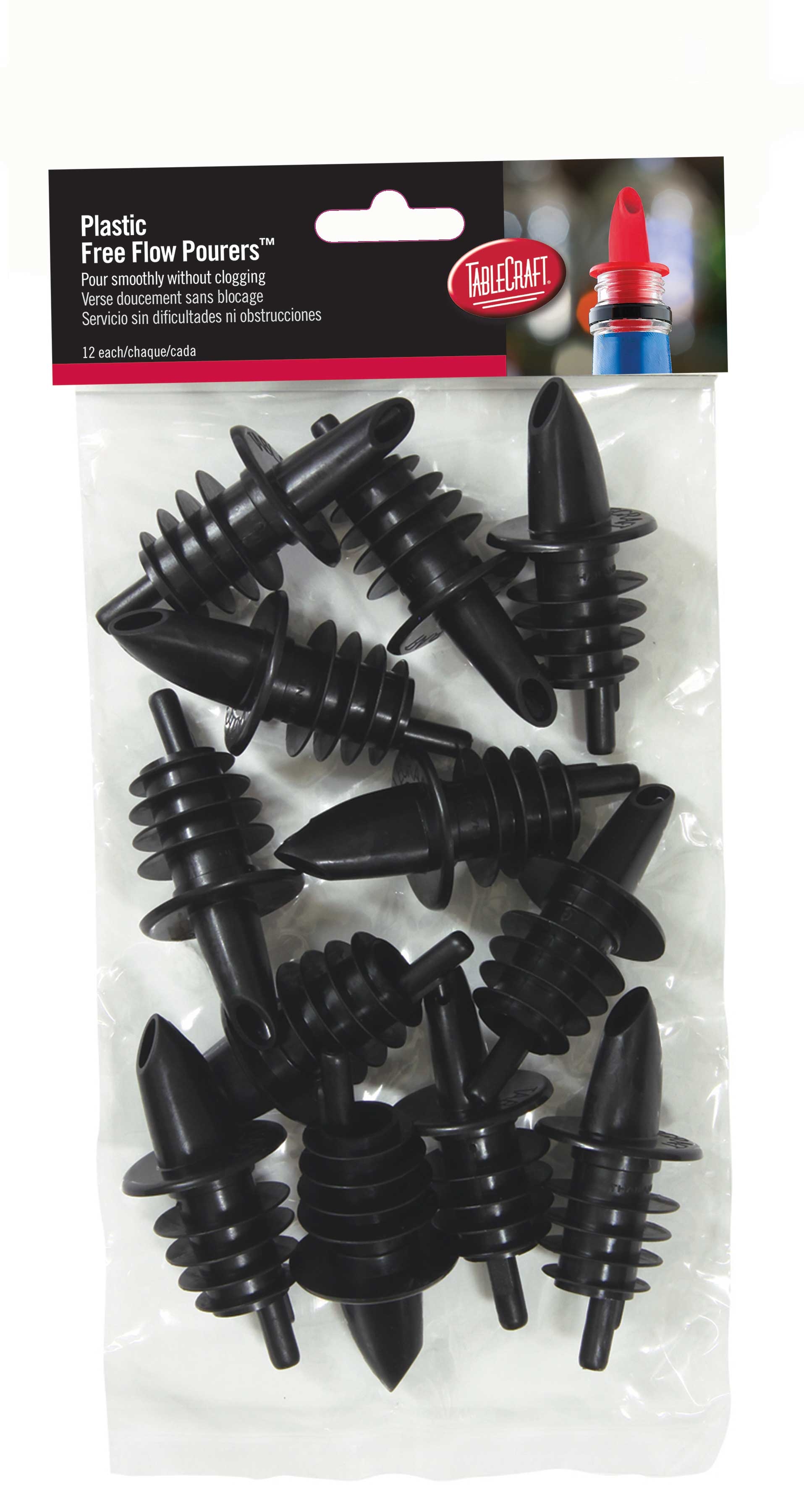 Tablecraft Plastic Black Economy Pourer, 1.25 x 1.25 x 2.6875 inch -- 12 per case