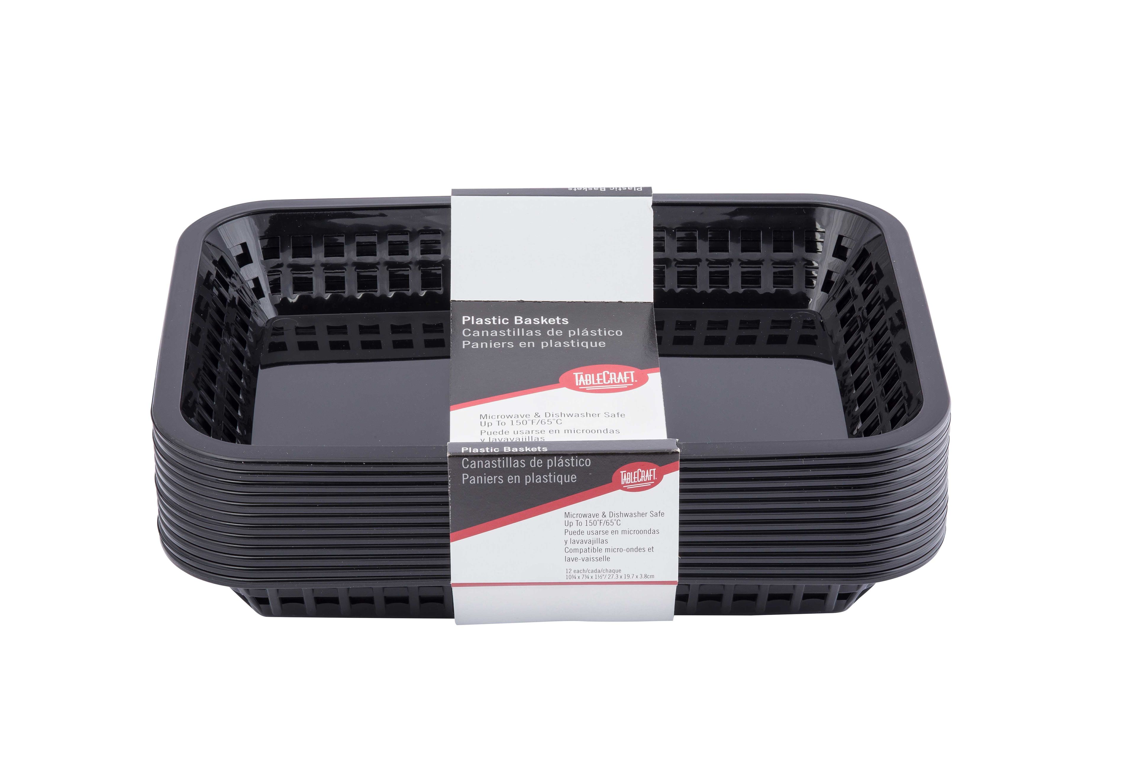Tablecraft 10.75 Inch Plastic Grande Rectangular Black Platter Basket, 12 Count -- 3 Per Case