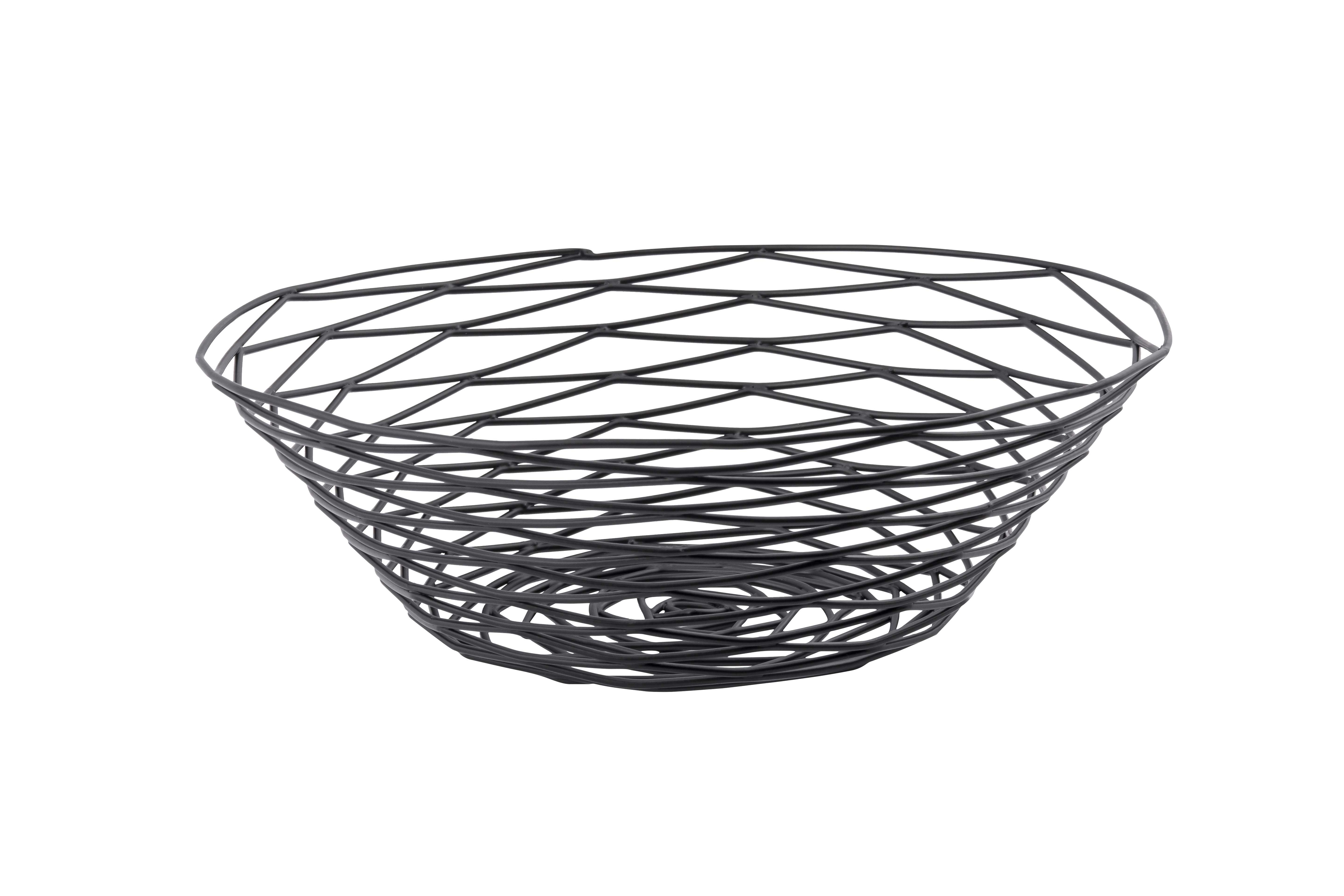 Tablecraft Artisan Collection Black Powder Coated Steel Round Serving Basket, 10 x 10 x 3 inch