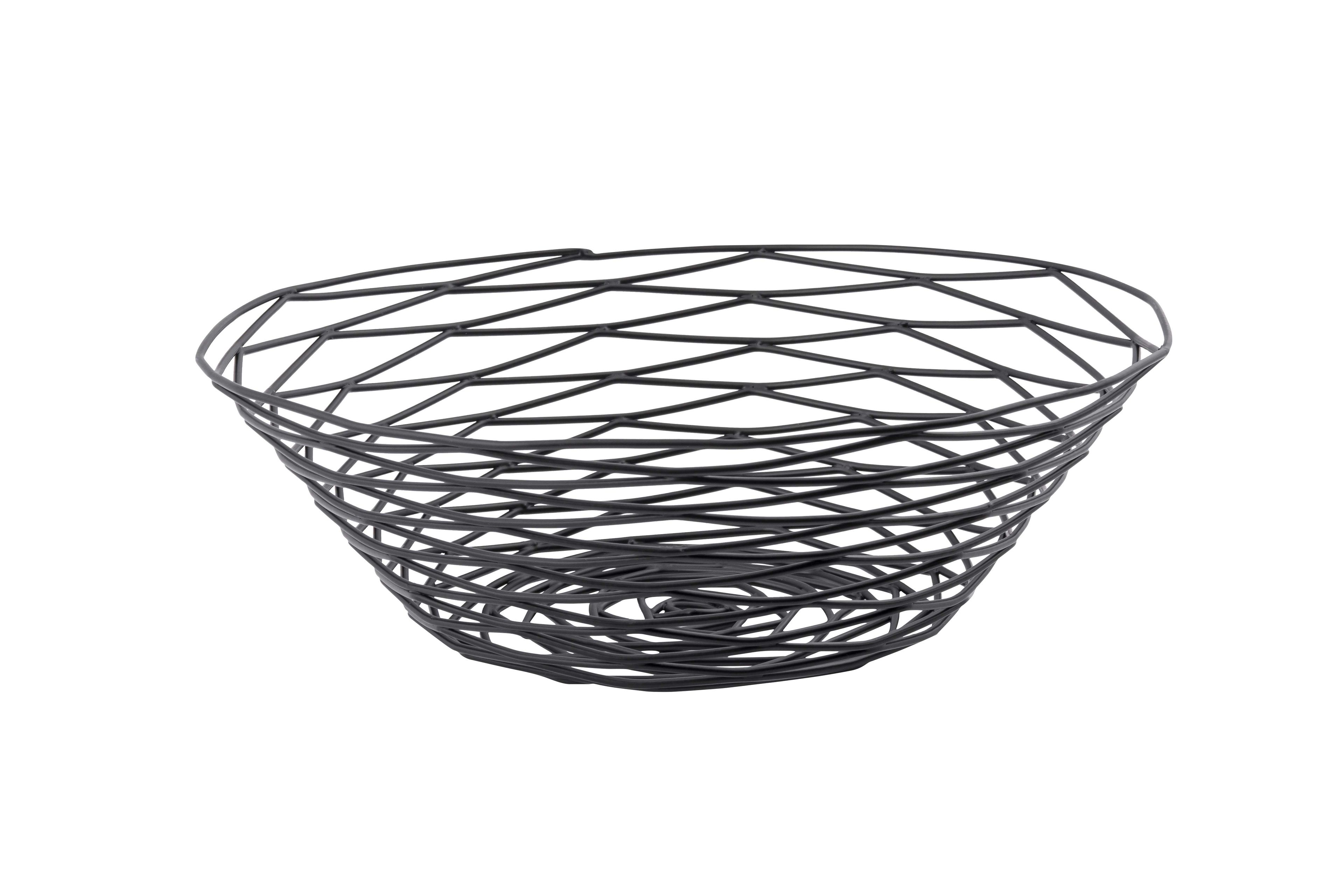 Tablecraft Artisan Collection Black Powder Coated Steel Round Serving Basket, 10 X 10 X 3 Inch