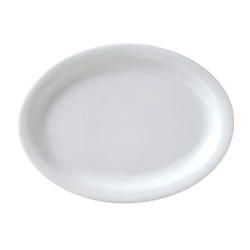 Vertex China Catalina Collection Undecorated Porcelain White Narrow Rim Oval Platter, 13 1/4 inch -- 12 per case.