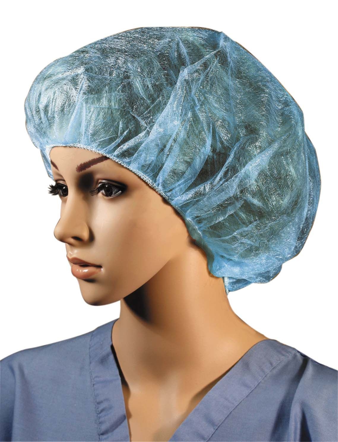 Cellucap Flat Pack Style Hand Sewn Blue Bouffant Cap, 18 inch -- 1000 per case.