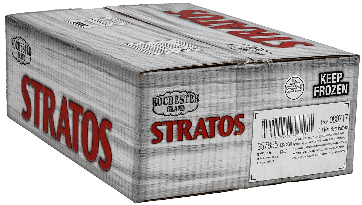 Stratos 5 1 Ground Beef Patty, 3.2 Ounce -- 75 per case.