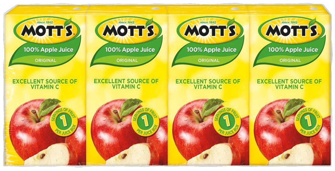 Mott's Apple Juice, 4.23 Ounce, 4 Count -- 11 Per Case