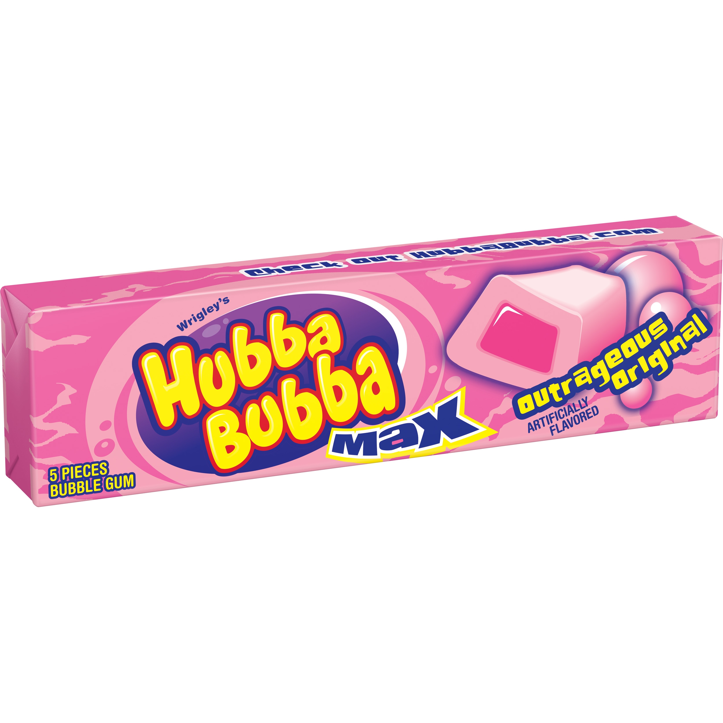 Wrigley Outrageous Original Hubba Bubba Max Bubble Gum, 18 per pack -- 8 packs per case