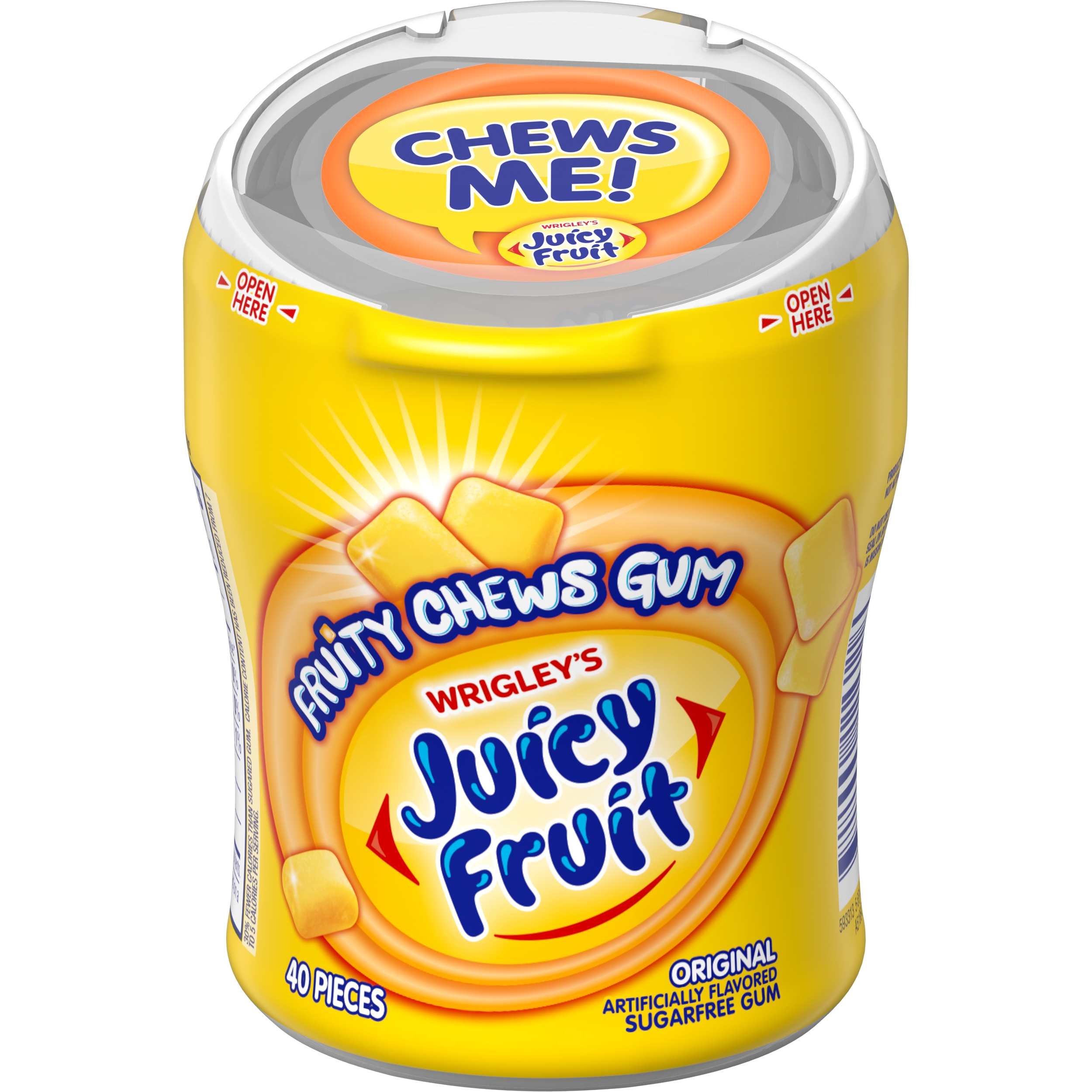 Juicy Fruit Original Fruity Chews Sugar Free Gum, 40 pieces per pack -- 16 per case.