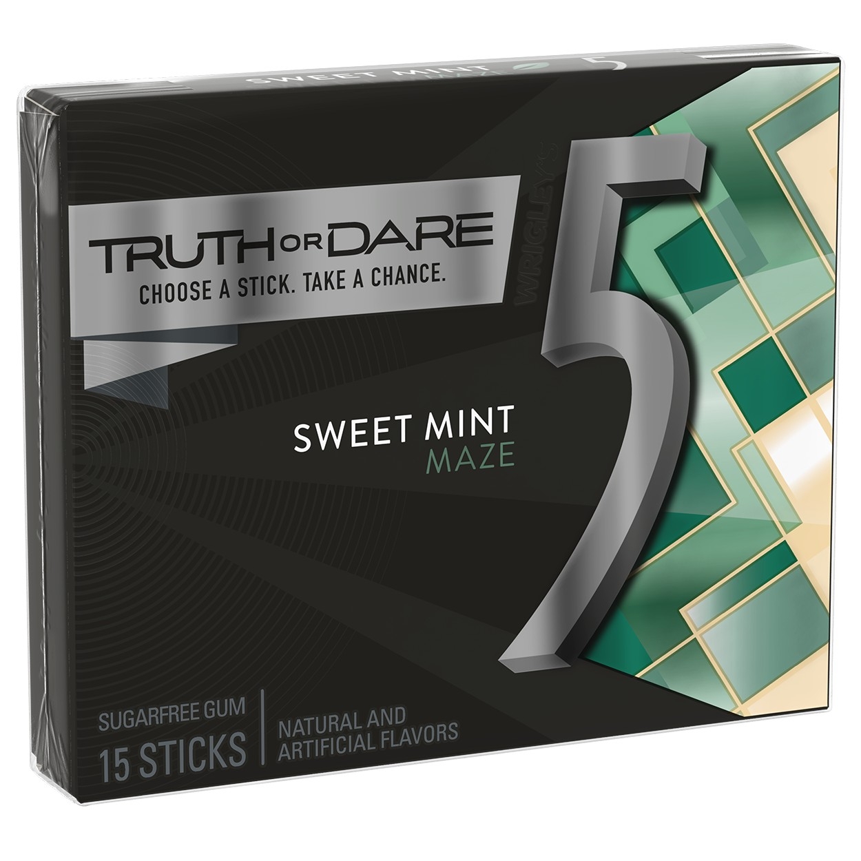 5 Gum Mystery Mint Sugarfree Gum Sticks, 15 pieces per pack -- 120 per case.