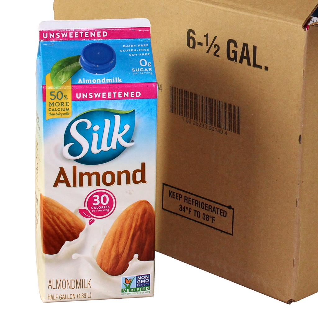 Silk Unsweetened Pure Almond Milk, 64 Ounce -- 6 Per Case