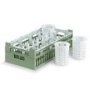 Vollrath Green 8 Compartment Transporting Cylinder Rack, 10 x 19 3/4 x 5 11/16 inch -- 4 per case.