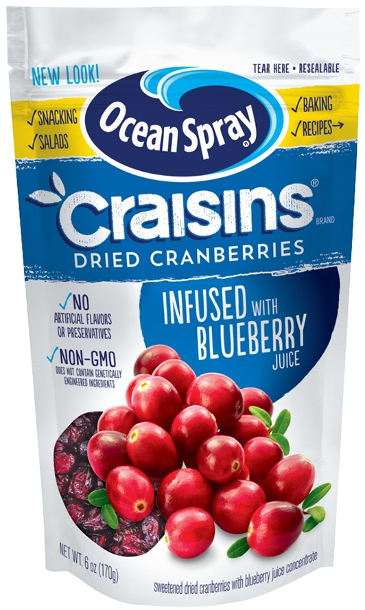 Ocean Spray Craisins Infused Blueberry Juice Dried Cranberries, 6 Ounce -- 12 per case.