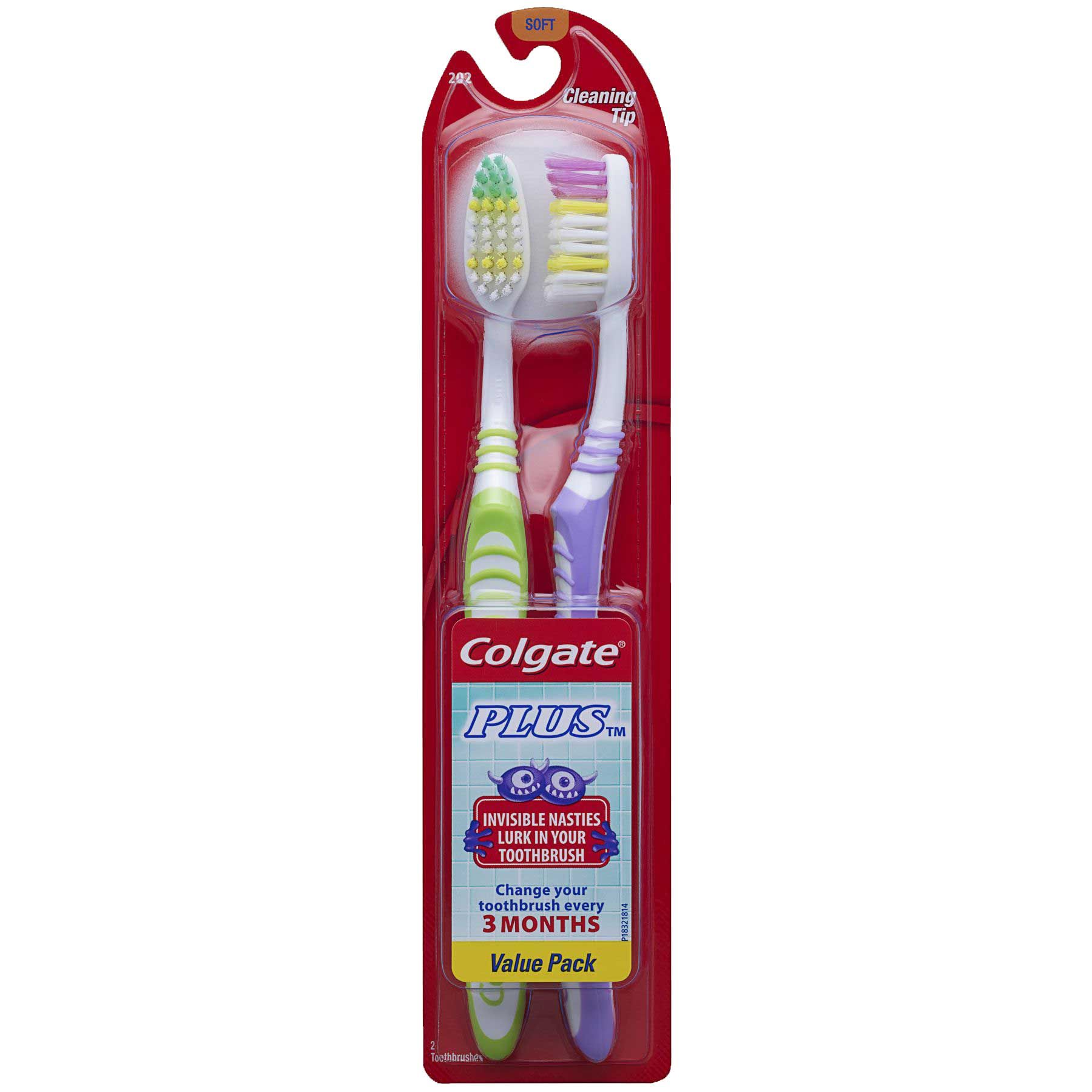 Colgate Plus Full Head Soft Bristle Adult Toothbrush, 2 Count -- 36 Per Case