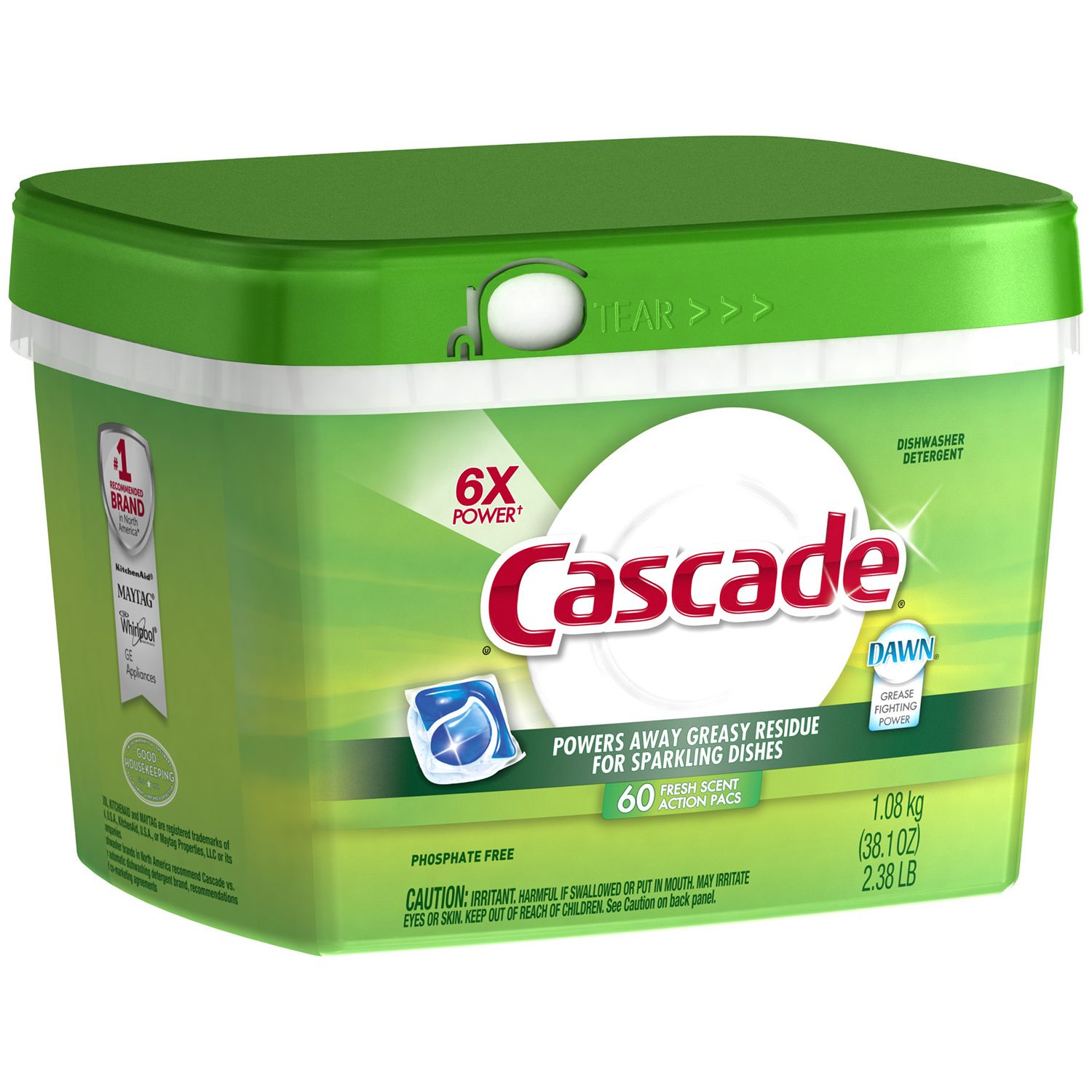 Cascade Actionpacs Fresh Scent Dishwasher Detergent, 60 Count -- 6 Per Case