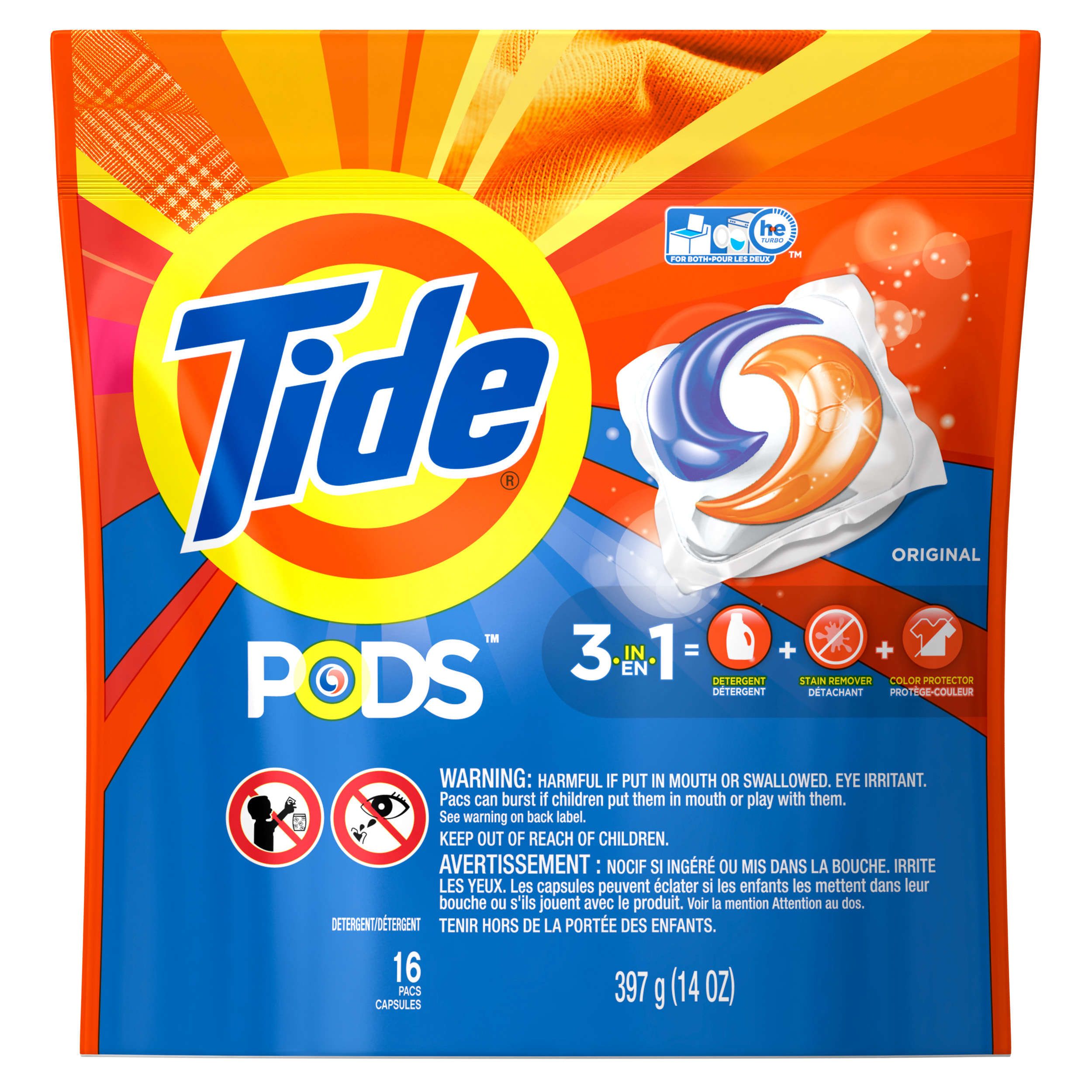 Tide Pods Original Scent Turbo Laundry Detergent Liquid, 16 Count -- 6 Per Case