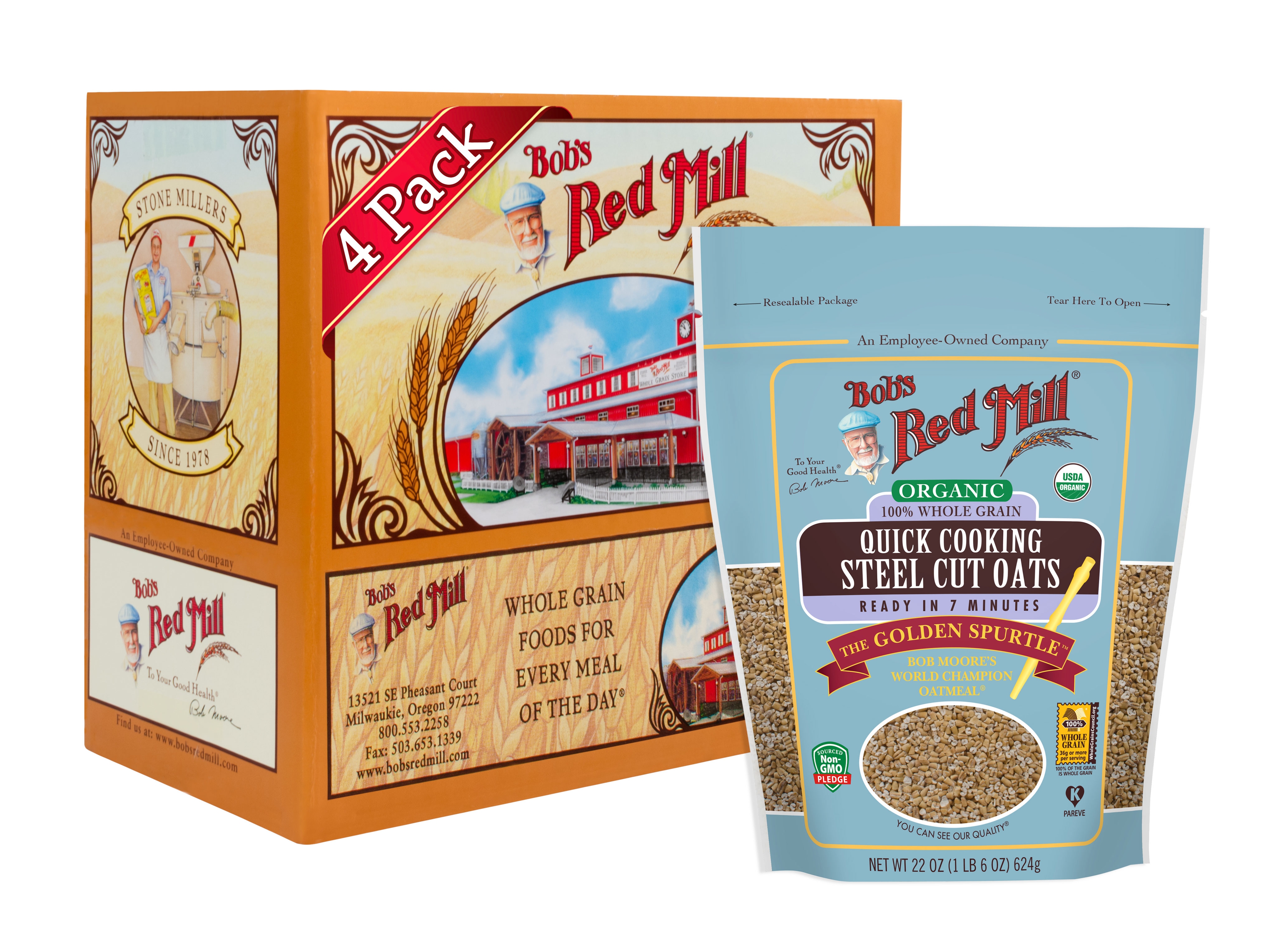 Bobs Red Mill Organic Quick Cooking Steel Cut Oats, 22 Ounce -- 4 per case.