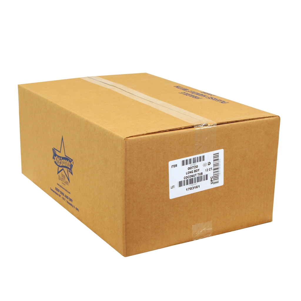 Long Boys Coconut Candy in Tub - 130 per pack -- 12 packs per case.