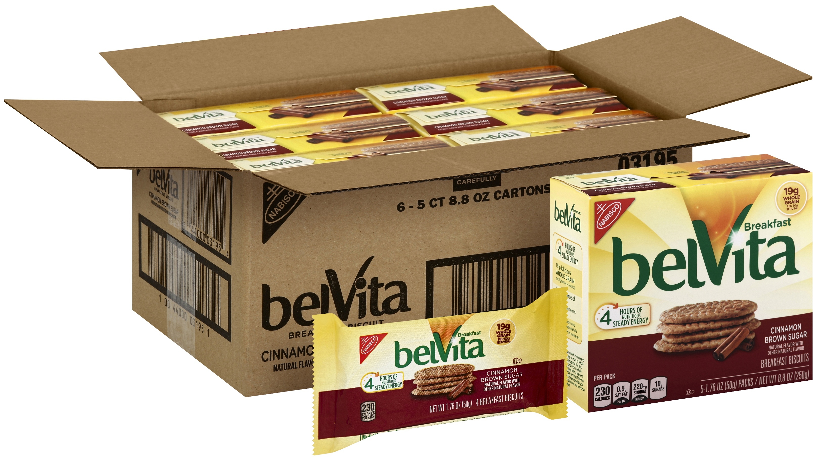 Nabisco Belvita Cinnamon Brown Sugar Cookies, 1.76 Ounce -- 30 per case.