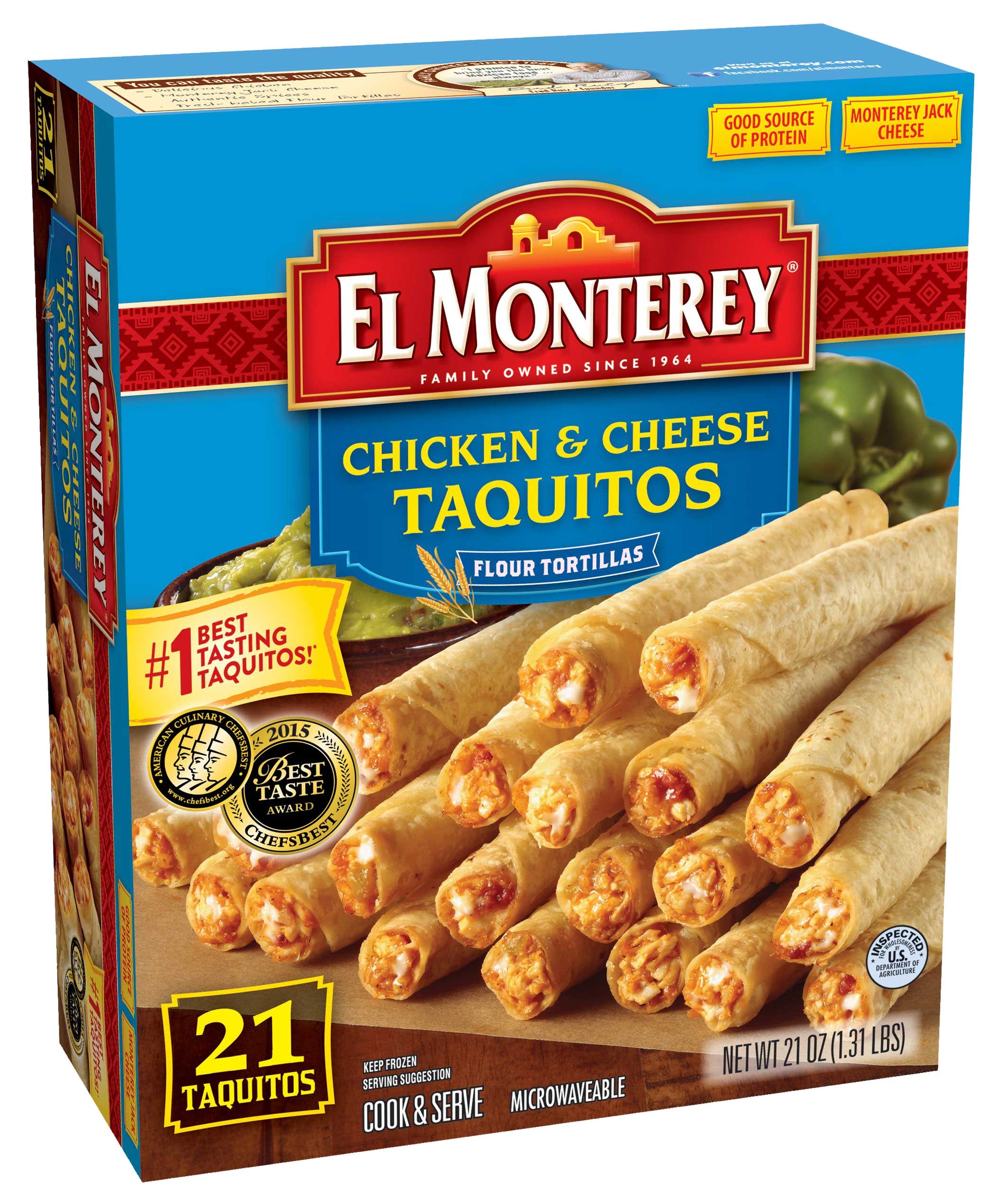 El Monterey Chicken and Cheese Flour Taquitos , 1.31 Pound -- 5 per case.