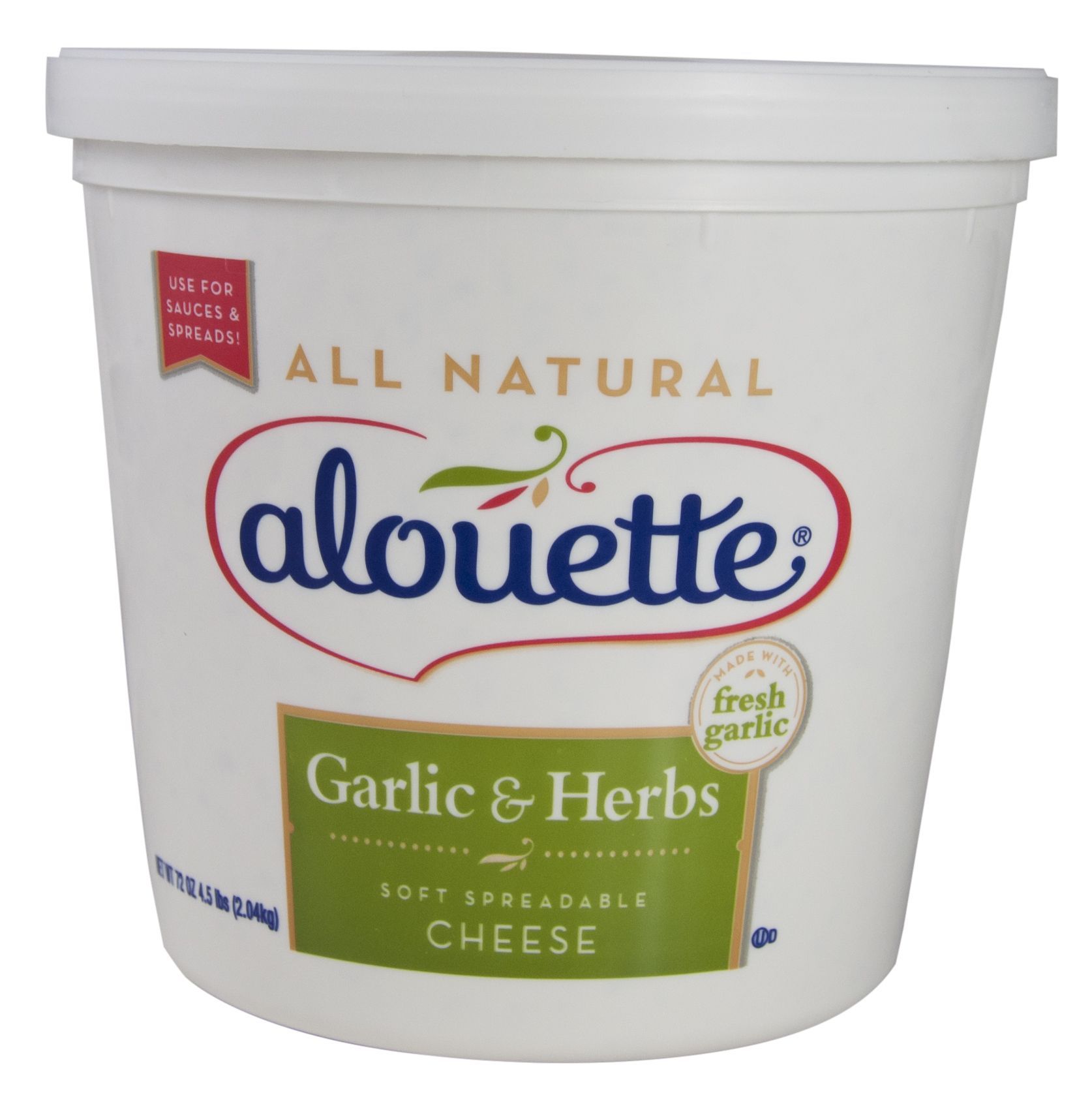 Alouette Garlic And Herb Spreadable Cheese, Bulk, 4.5 Pound -- 2 Per Case
