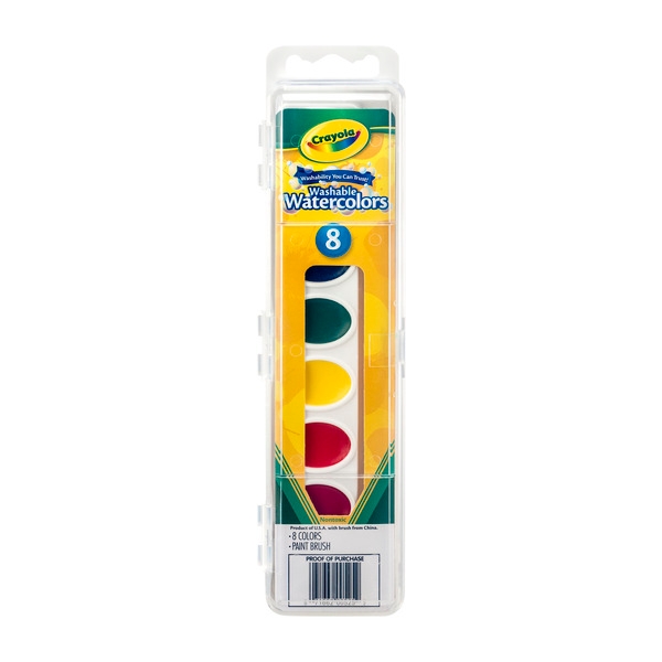 Crayola 8 Pan Washable Watercolor with Paint Brush -- 6 per pack 2 packs per case.