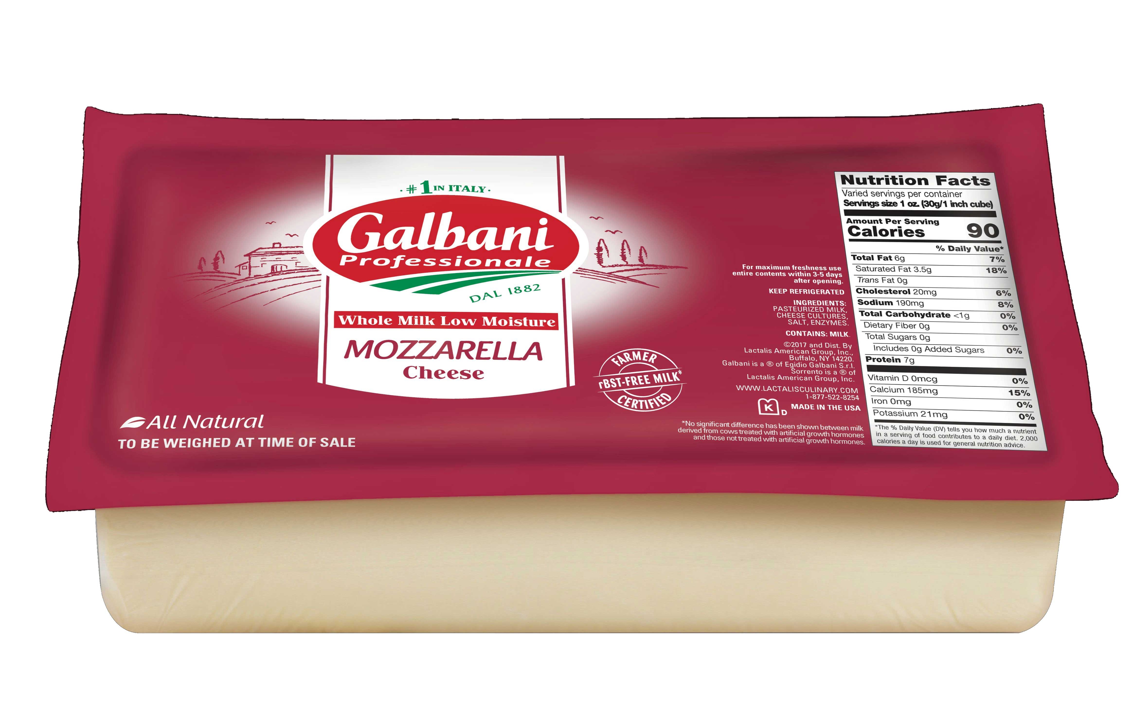 Galbani Professionale Whole Milk Mozzarella Cheese, 5 Pound -- 8 per case