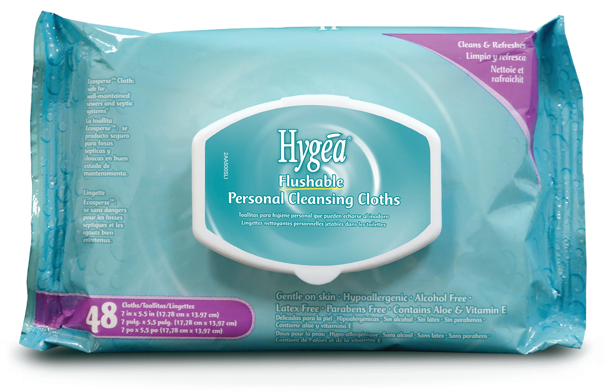 Nice-Pak Hygea Adult Flushable Wipe, 48 per pack -- 12 packs per case.