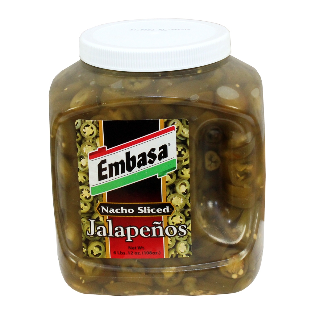 Embasa Pepper Nacho Sliced Jalapeno, Plastic Jar, 1 Gallon -- 4 Case