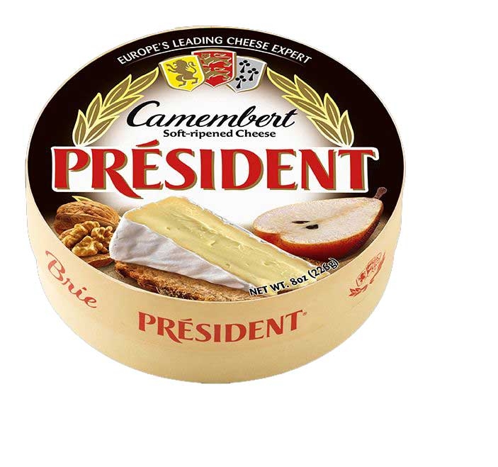 President Soft Ripened Camembert Brie Cheese, 8 Ounce -- 6 per case.