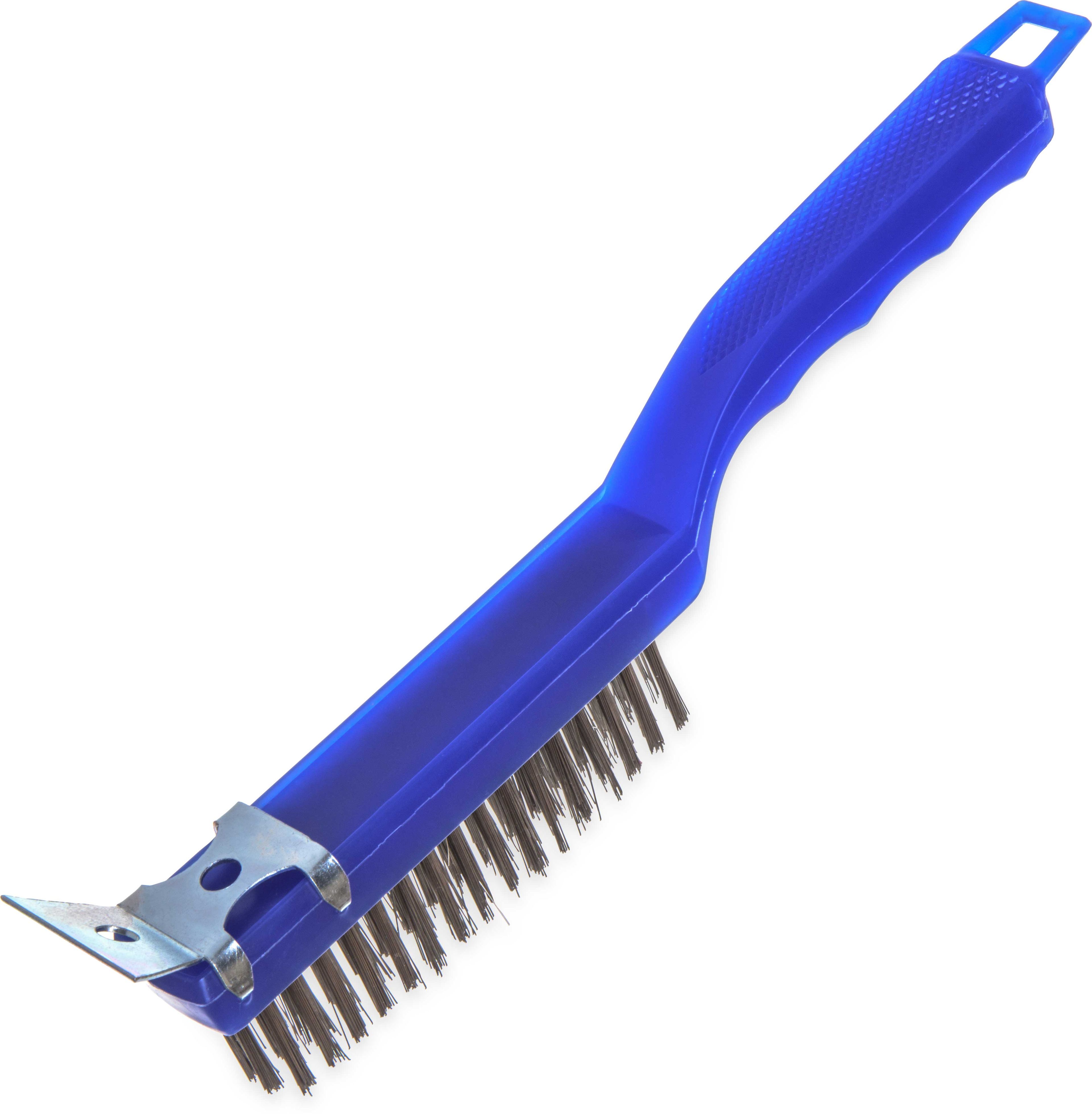 Carlisle Plastic Handle Scraper Brush, 11 1/2 Inch, With Stainless Steel Bristle -- 12 Per Case
