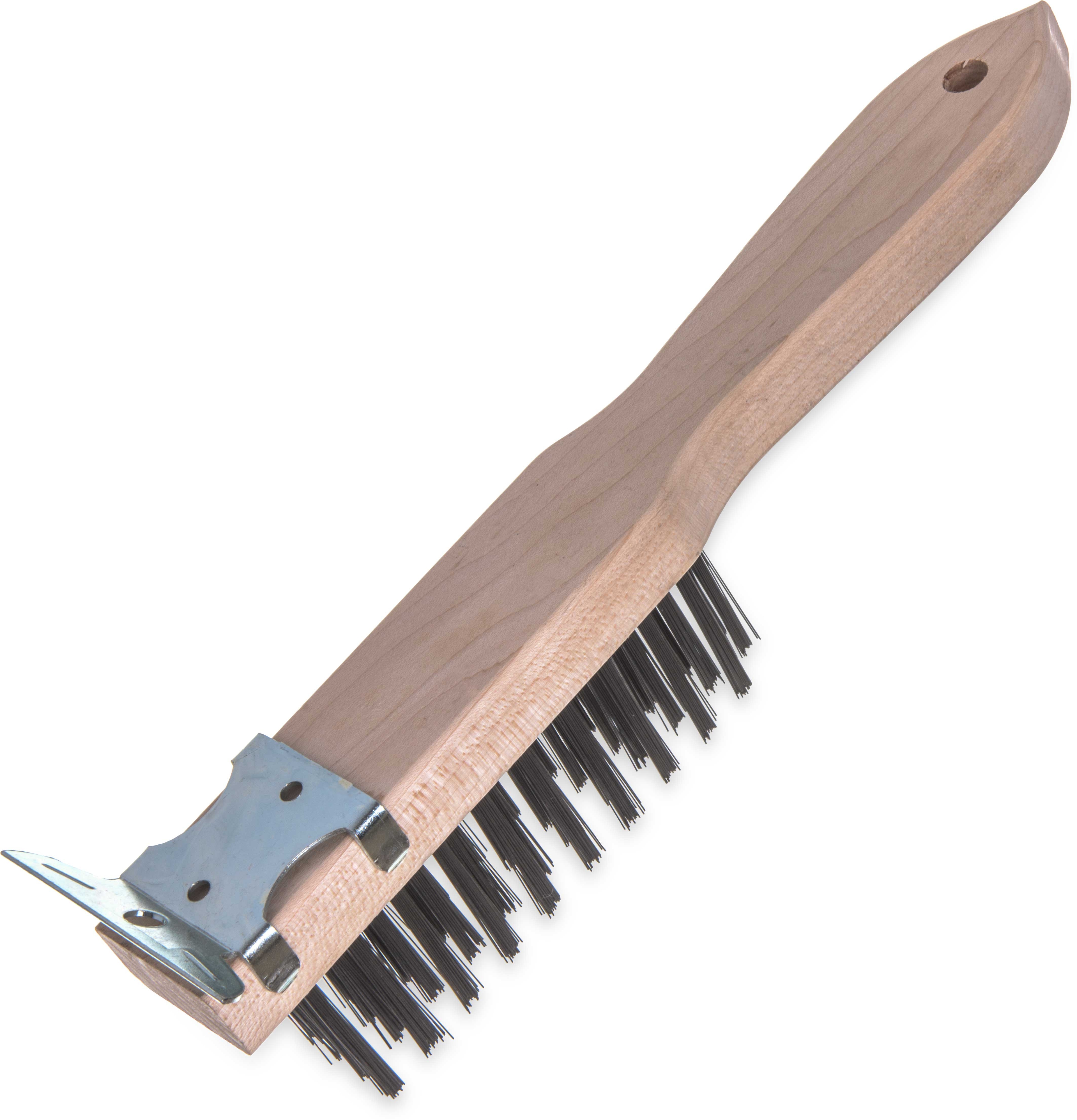 Carlisle Heavy Duty Wood Handle Scraper Brush - 11 inch, with Carbon Steel Bristle -- 12 per case