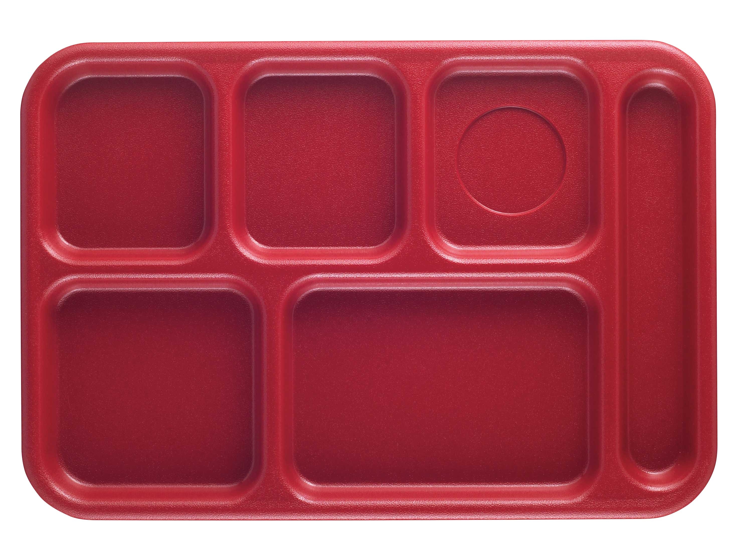 Cambro Budget 6 Compartment School Tray, Red, 10 x 14 inch -- 24 per case.