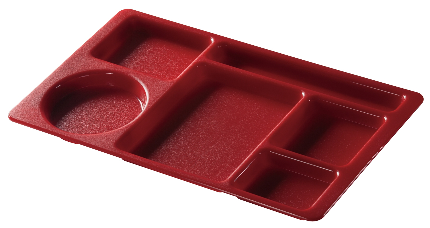 Camwear 2 x 2 Six Compartment Polycarbonate School Tray, Red, 8 3/4 x 15 inch -- 24 per case.