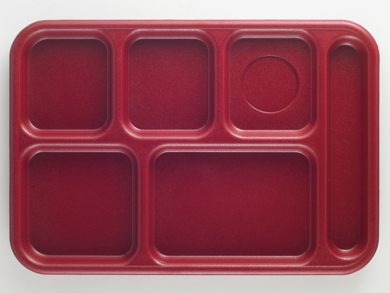 Cambro Budget 6 Compartment School Tray, Cranberry, 10 x 14 inch -- 24 per case.